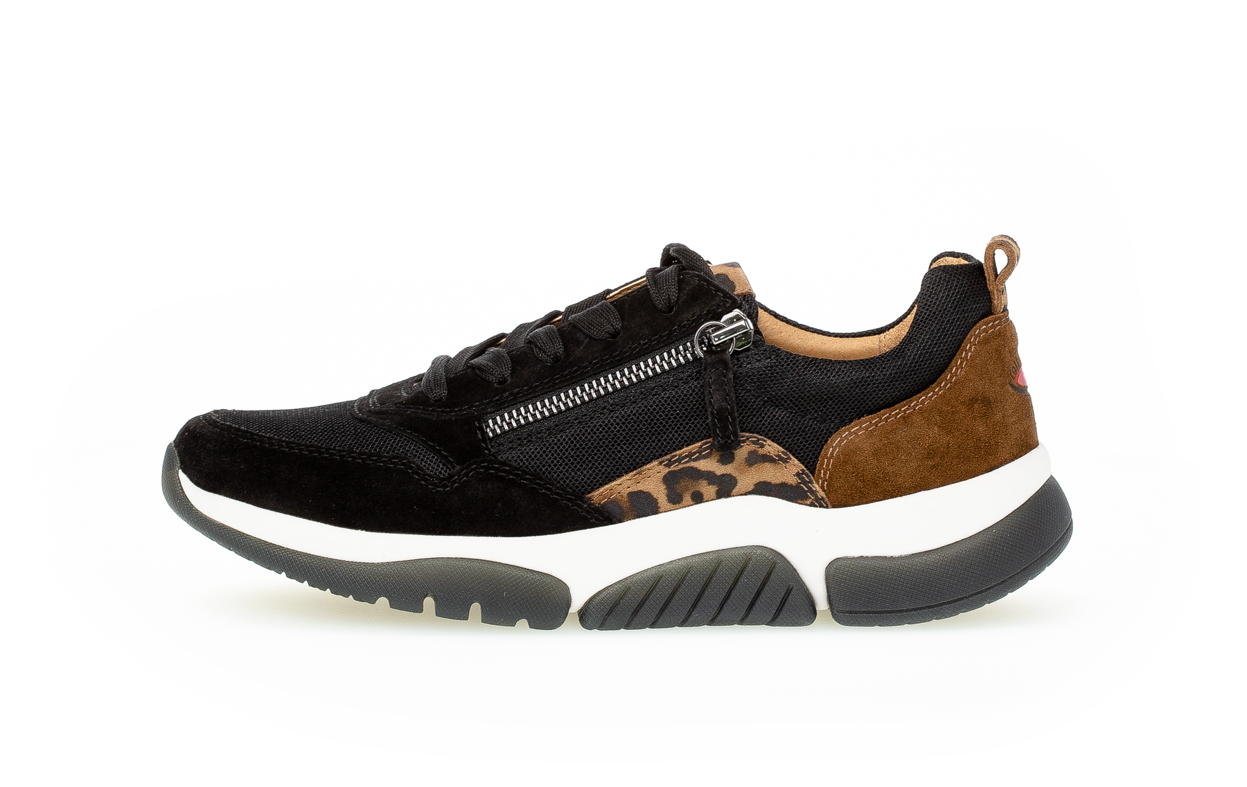 Gabor Rolling Soft Trainer - Black/Leopard Print- Size 9.5 â JR Shoes