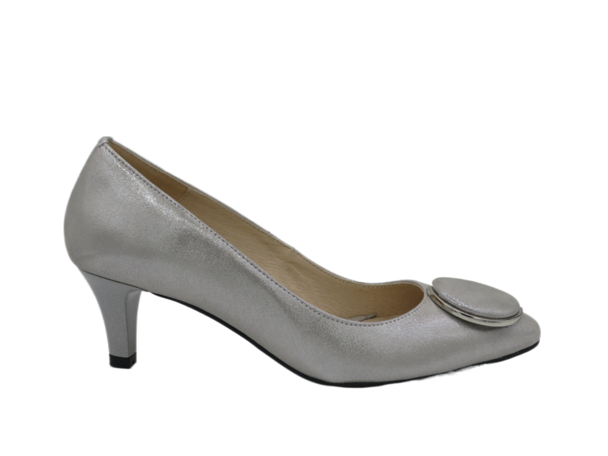 Emis Medium Heel Shoe - Silver Shimmer – JR Shoes